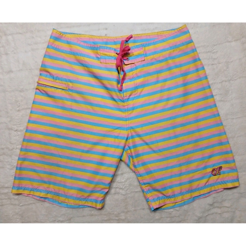 OFWGKTA  Odd Future Board Shorts Swim Trunks Mens‎ Striped Donut Skate L